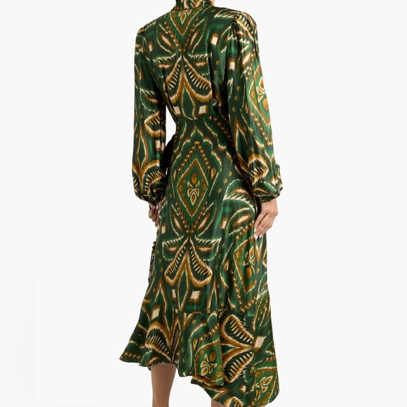 Farm Rio green Ikat print long sleeve midi wrap dress - XS NWT - Picture 6 of 6